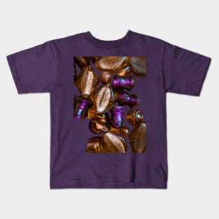 Purple Glass Golden Beads Kids T-Shirt